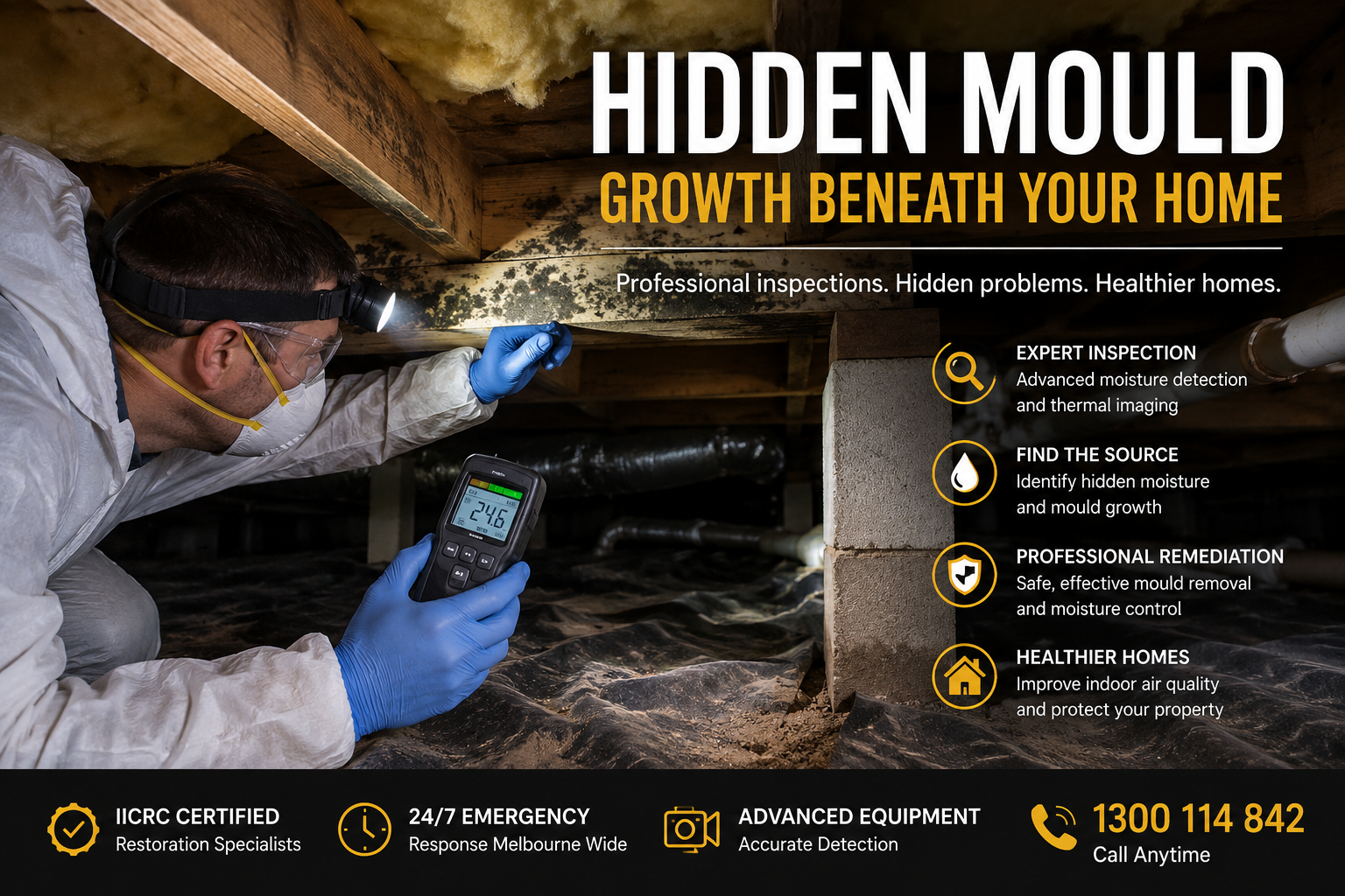 Hidden mould and moisture inspection beneath a Melbourne home