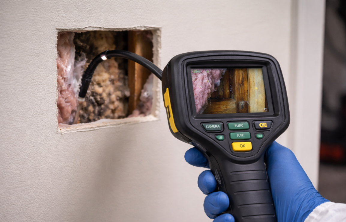 Borescope inspection of an authorised concealed building cavity