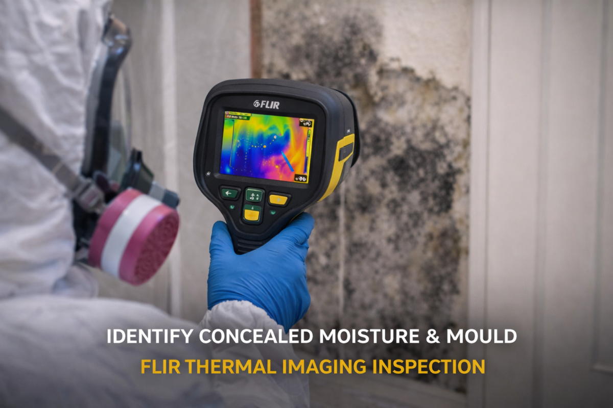 Thermal imaging used to guide closer moisture investigation