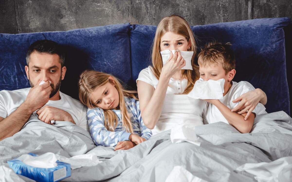 Family experiencing indoor discomfort symptoms
