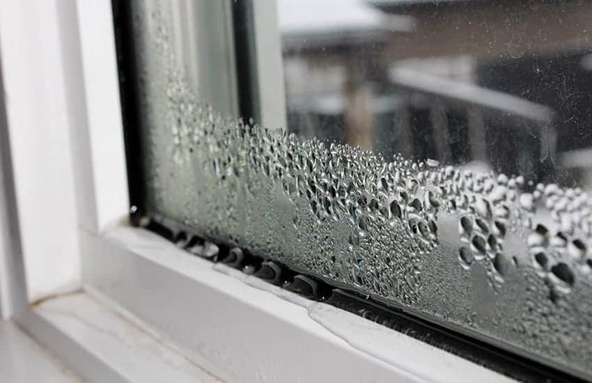 Condensation on apartment glazing associated with elevated indoor humidity and cold surfaces